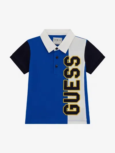 Guess Kids'  Boys Colourblock Polo Shirt In Blue