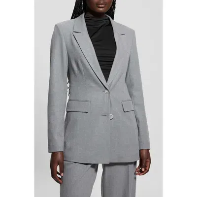 Guess Doris Rhinestone Button Blazer In Cloudy Grey Heather