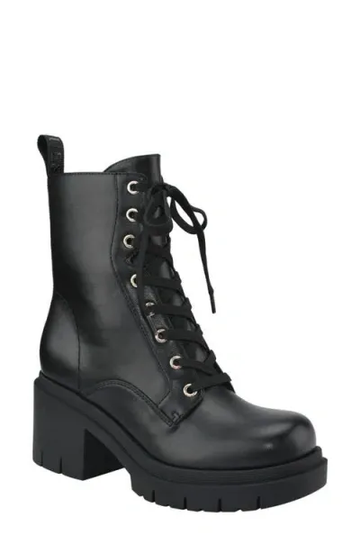 Guess Juel Platform Combat Boot In Black