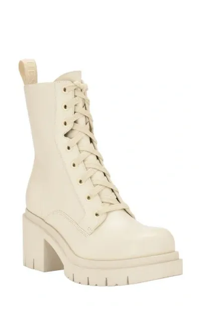 Guess Juel Platform Combat Boot In Cream