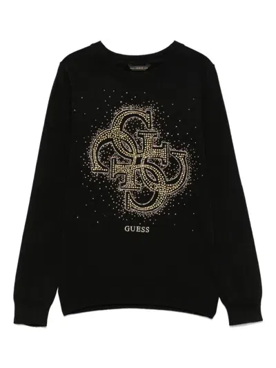 Guess Kids' Logo-embellished Sweater In Black