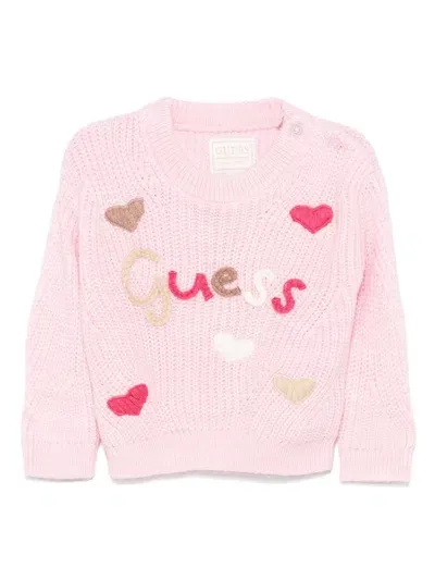 Guess Babies' Logo-embroidered Sweater In Pink