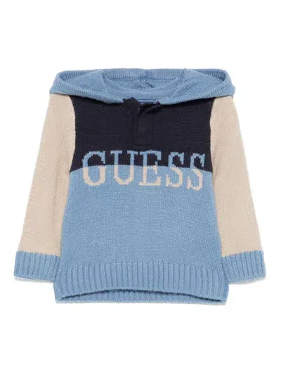 Guess Babies' Logo-jacquard Sweater In Blue