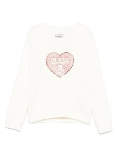 Guess Kids' Logo-patch Sweater In White