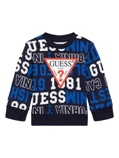 Guess Babies' Logo-print Sweatshirt In Blue