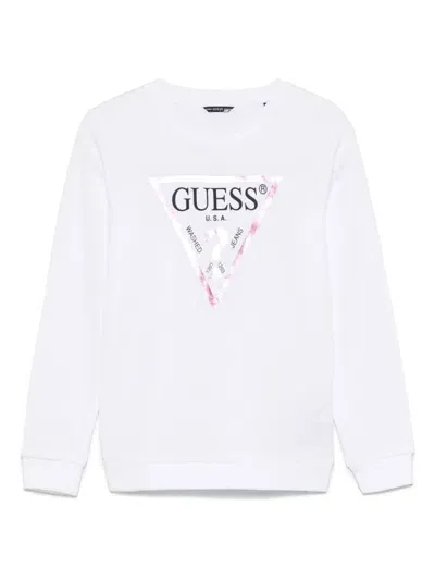 Guess Kids' Logo-triangle Sweatshirt In White