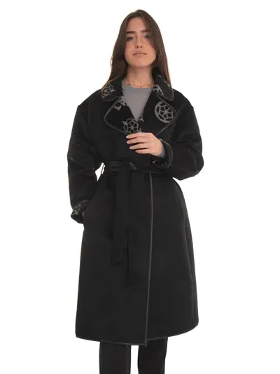 Guess Ludovica  Long Coat In Black/grey