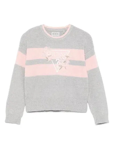 Guess Kids' Triangle Logo-embroidered Sweater In Grey