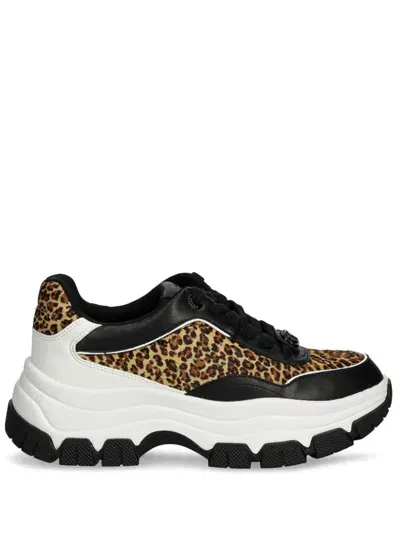 Guess Usa Animal-print Sneakers In Black