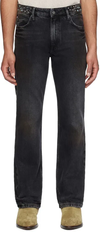 Guess Usa Black Embellished Jeans In Guab Aged Black Wash