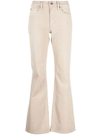 Guess Usa Flared Logo-print Jeans In Neutrals