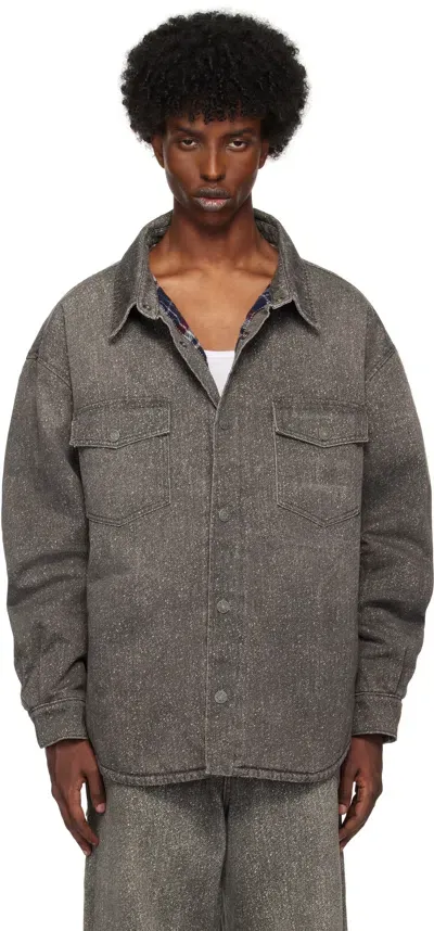 Guess Usa Gray Printed Denim Overshirt