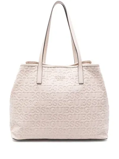 Guess Usa Logo-debossed Tote Bag In Nude