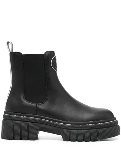 Guess Usa Logo-embossed Ankle Boots In Black