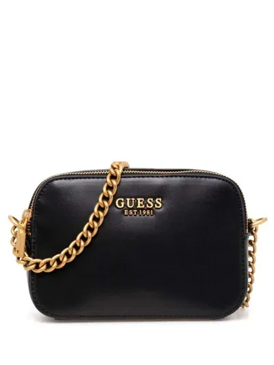 Guess Usa Logo-lettering Crossbody Bag In Black