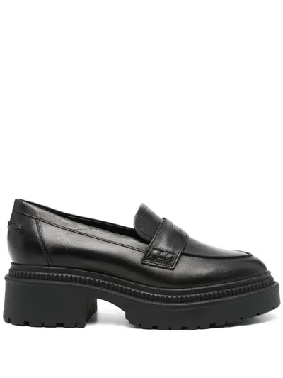 Guess Usa Logo-stamp Loafers In Black