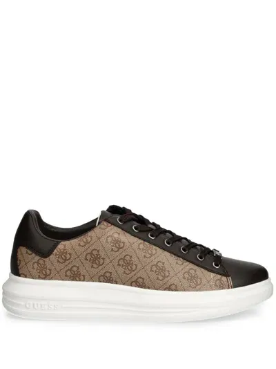 Guess Usa Monogram-logo Sneakers In Neutrals