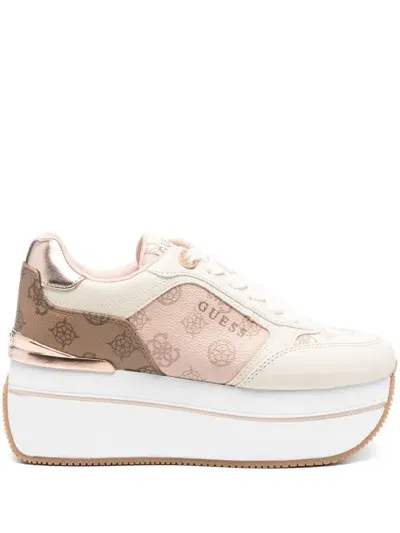 Guess Usa Monogram-print Sneakers In Grey