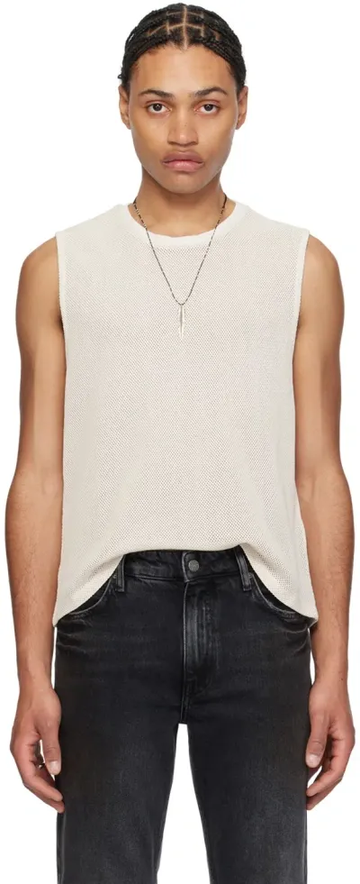 Guess Usa Off-white Printed Tank Top In Pwmu Pearl White Mul