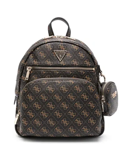 Guess Usa Power Play Logo-print Backpack In Brown