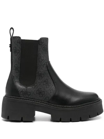 Guess Usa Shuze 4g Logo Ankle Boots In Black