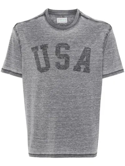 Guess Usa Slogan-print T-shirt In Grey