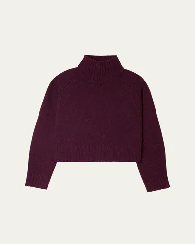 Guest In Residence Cashmere-blend Cropped Turtleneck Sweater In Plum