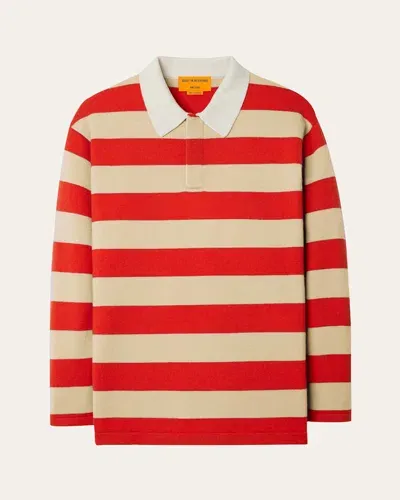 Guest In Residence Cashmere Long-sleeve Striped Rugby Top In Dunetrue Red Stripe