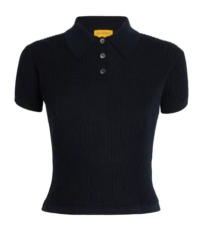 Guest In Residence Cashmere Shrunken Polo Shirt In Blue