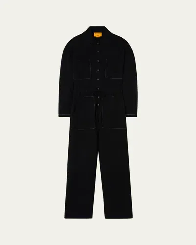 Guest In Residence Everywear Cashmere Knit Utility Coveralls In Black