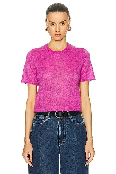 Guest In Residence Merino-cashmere-silk T-shirt In Fuchsia