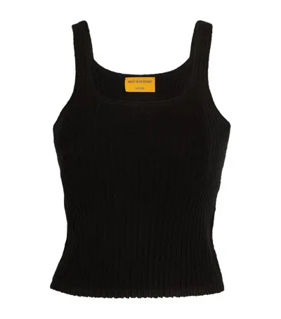 Guest In Residence Merino-cashmere-silk Cropped Tank Top In Black