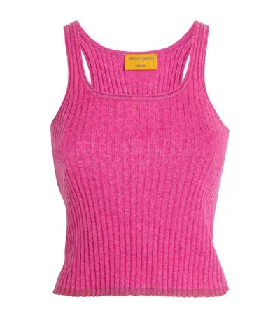 Guest In Residence Merino-cashmere-silk Cropped Tank Top In Pink