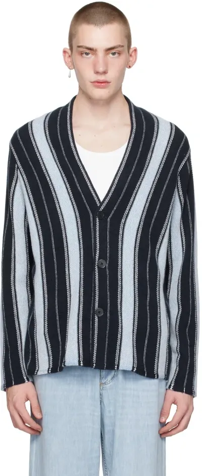 Guest In Residence Baja Everywear Striped Cashmere Cardigan In Blue