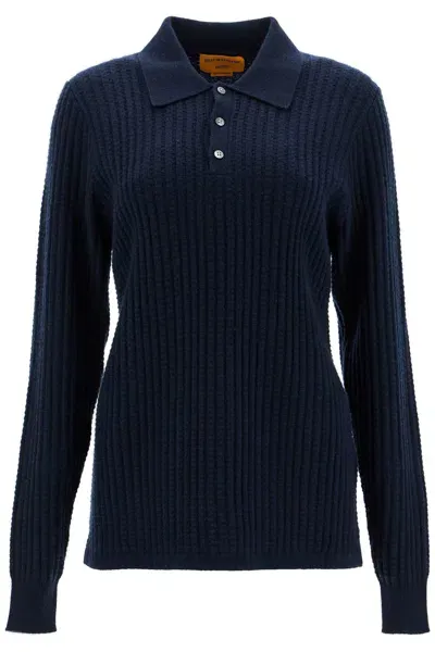 Guest In Residence Polo Inspired Pullover In Blue