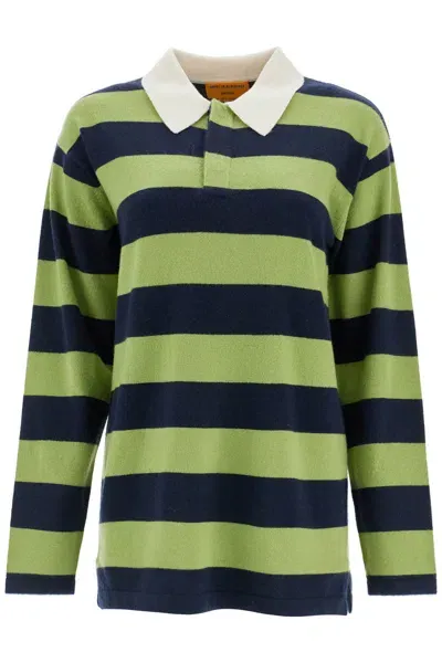 Guest In Residence Rugby Striped Cashmere Polo Shirt In Green