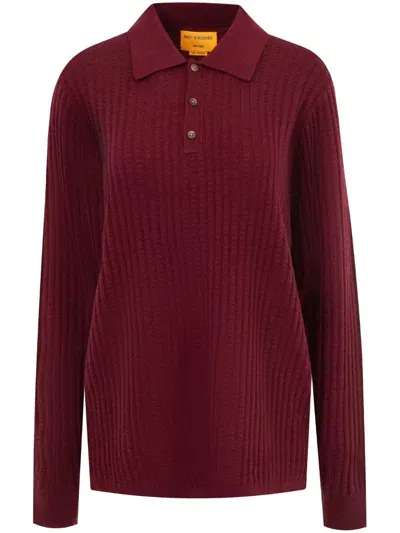 Guest In Residence Theo Waffle Cashmere Polo Shirt In Red