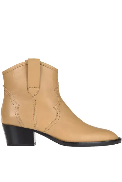 Guglielmo Rotta Leather Texan Ankle Boots In Sand