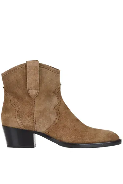 Guglielmo Rotta Suede Texan Ankle Boots In Light Brown