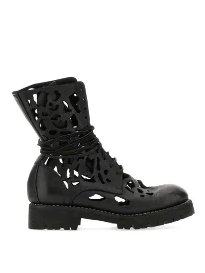 Guidi Ankle Boot With Cut Out Details In Black