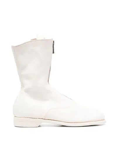 Guidi Front Zip Boot Shoes In White