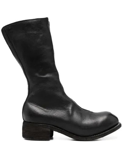 Guidi Mid Front Zipper Boots Shoes In Black