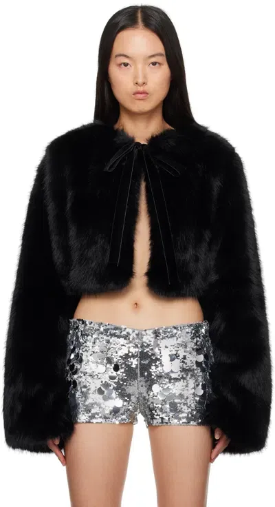 Guizio Black Alyana Faux Fur Jacket