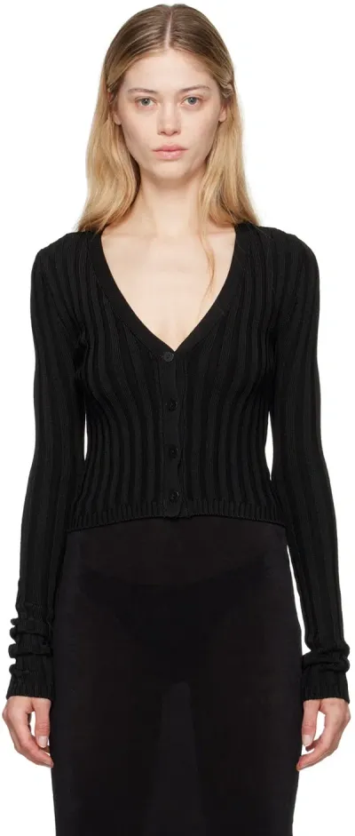 Guizio Black Slinky Rib Cardigan