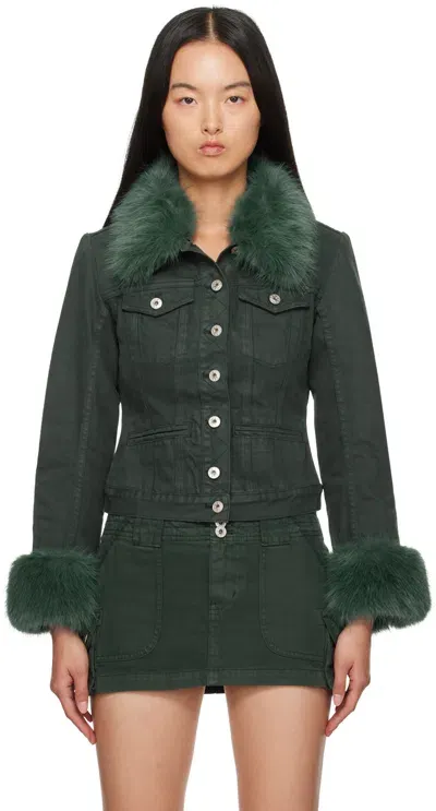 Guizio Green Ares Faux Fur Jacket In Forest