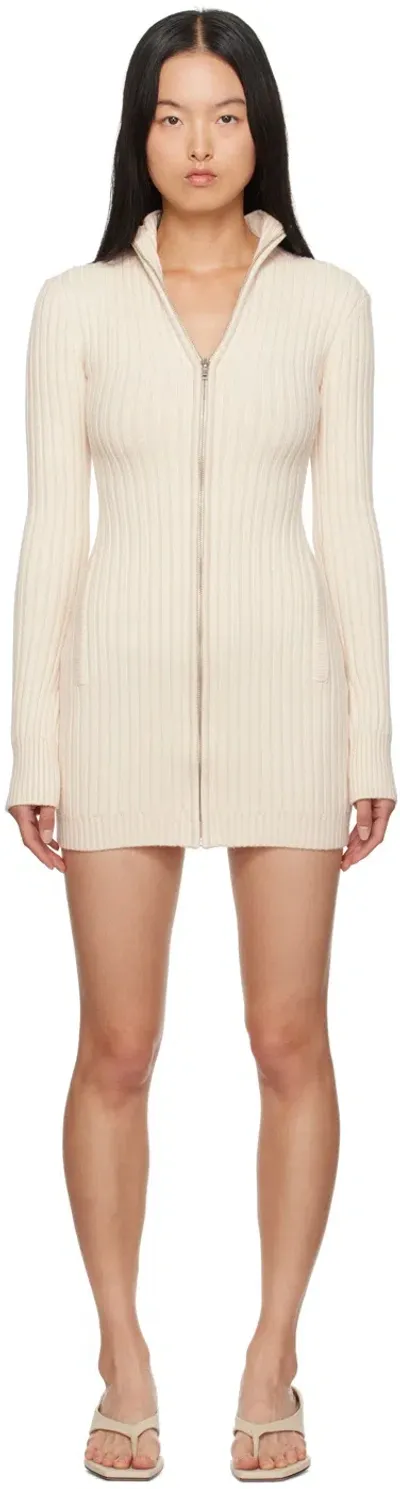 Guizio Off-white Nell Zip Up Minidress In Ivory