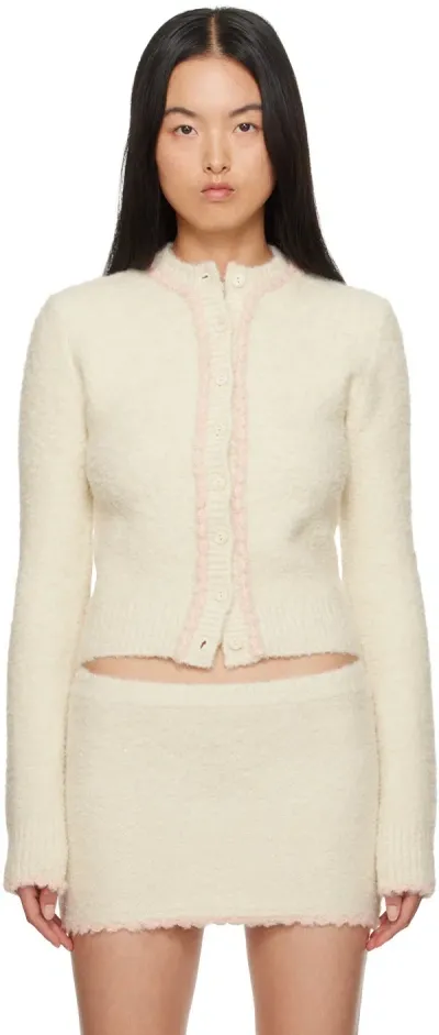 Guizio Off-white Palmyra Knit Cardigan In Ivory Base W/ Ballet