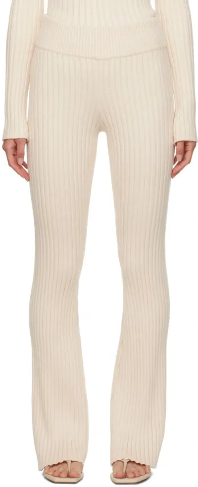 Guizio Off-white Thalia Rib Lounge Pants In Ivory