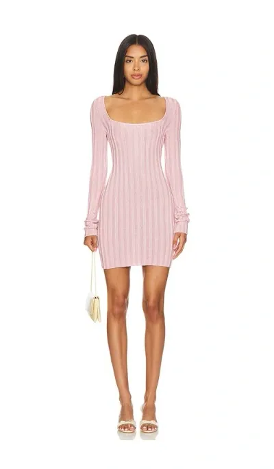 Guizio Slinky Rib Mini Dress In Cotton Candy