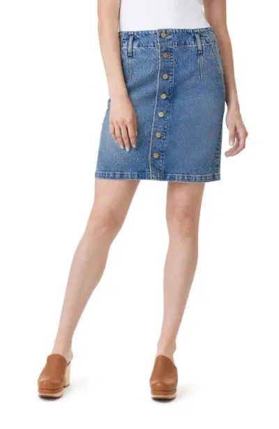 Habitual Button-front Denim Miniskirt In Sky